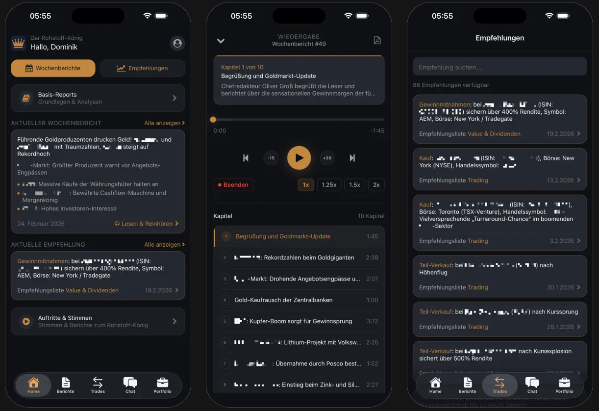 Die neue Rohstoff-König App im App Store